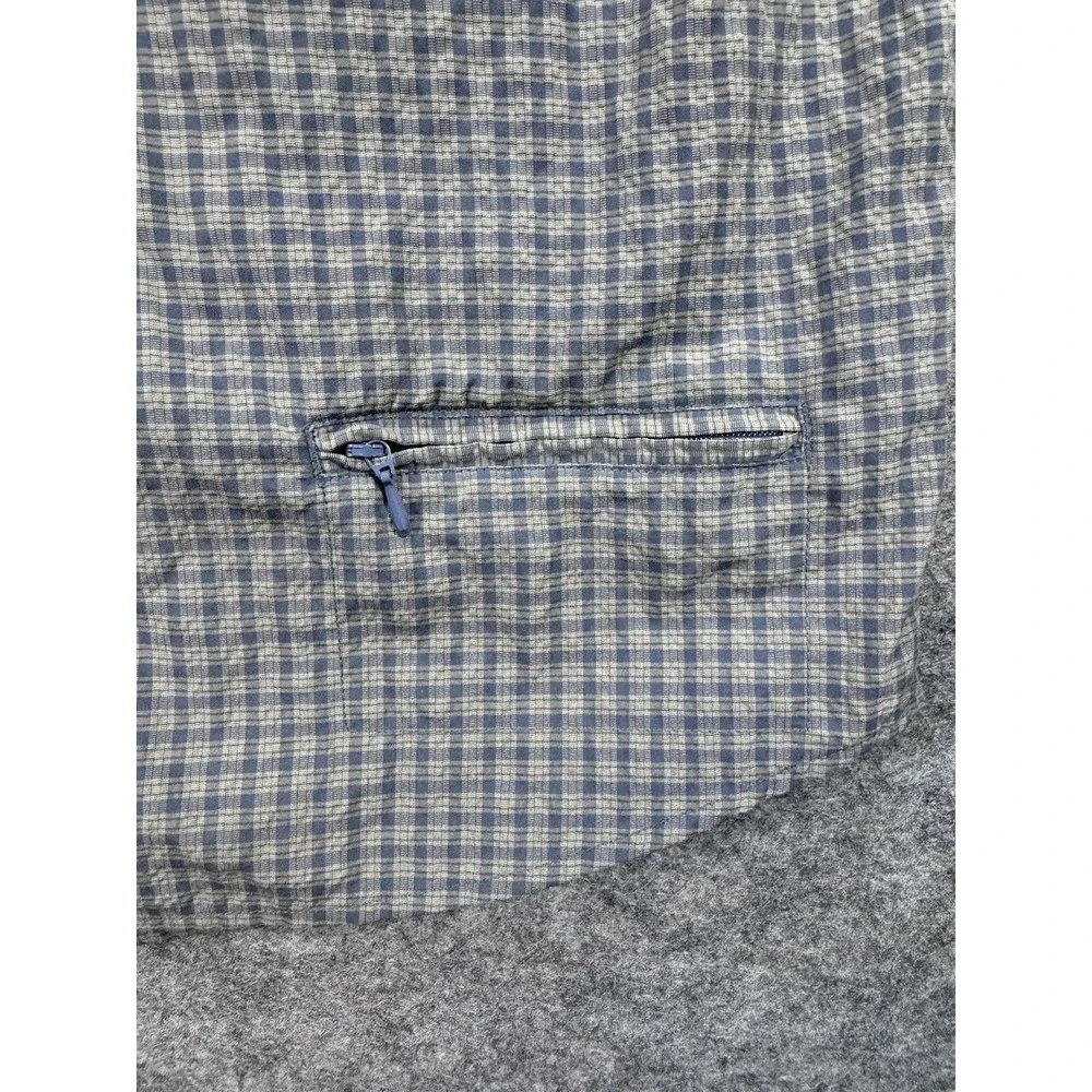 Cabela's Shirt Men Large Tall Blue‎ Gray Button Ripstop Outdoor Zipper Pockets